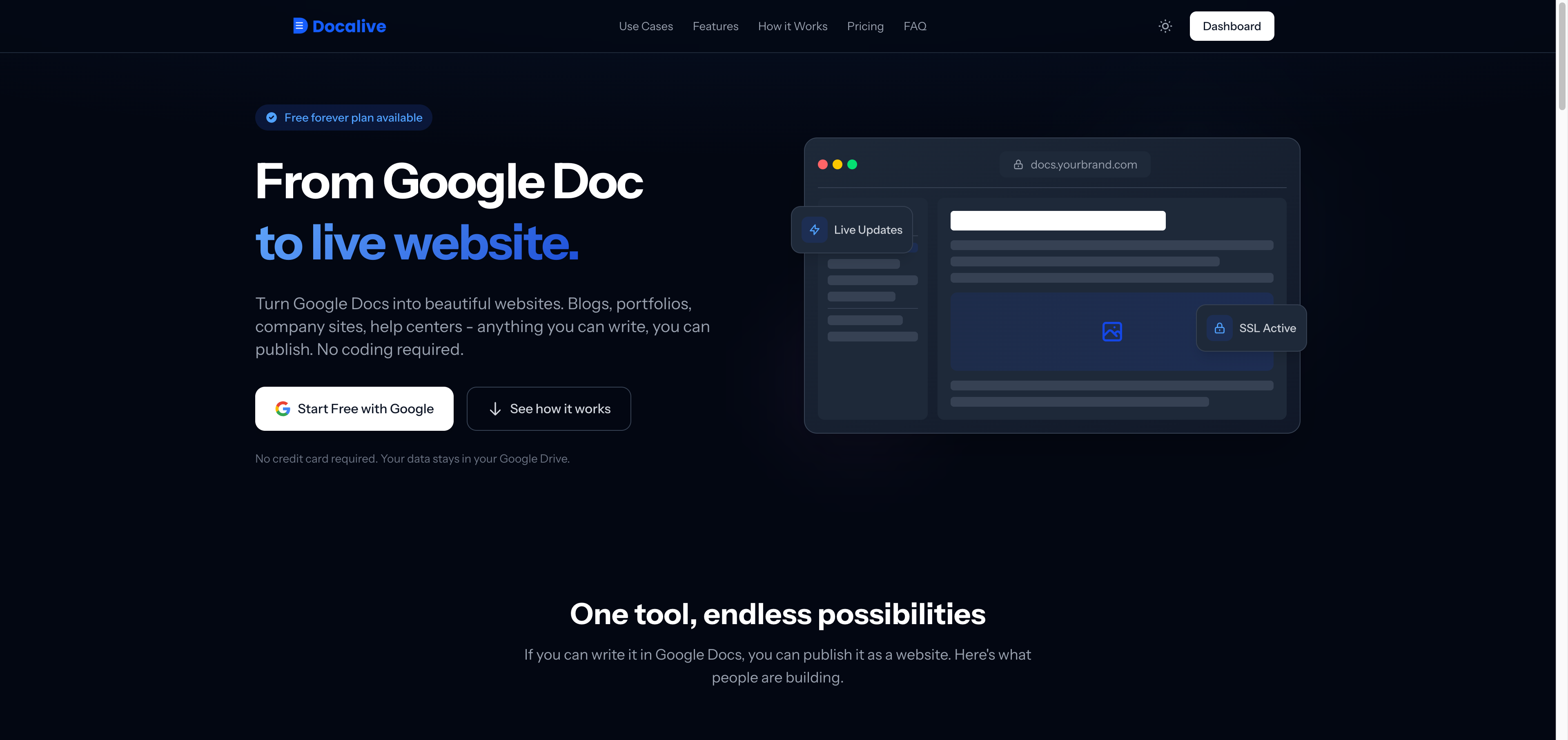 docalive.com, the landing page